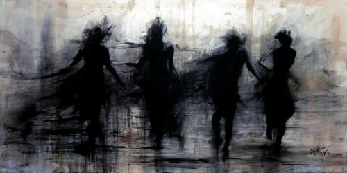 Abends am See, ein Gemälde in Acryl und Öl auf Leinwand by Kresimir Crash Vorich